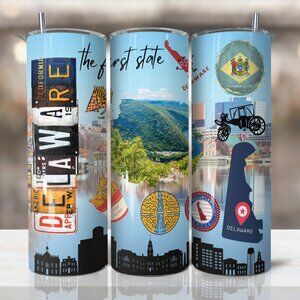 Delaware Tumbler, Delaware State Tumbler, Delaware Coffee Tumbler, 20oz Tumbler